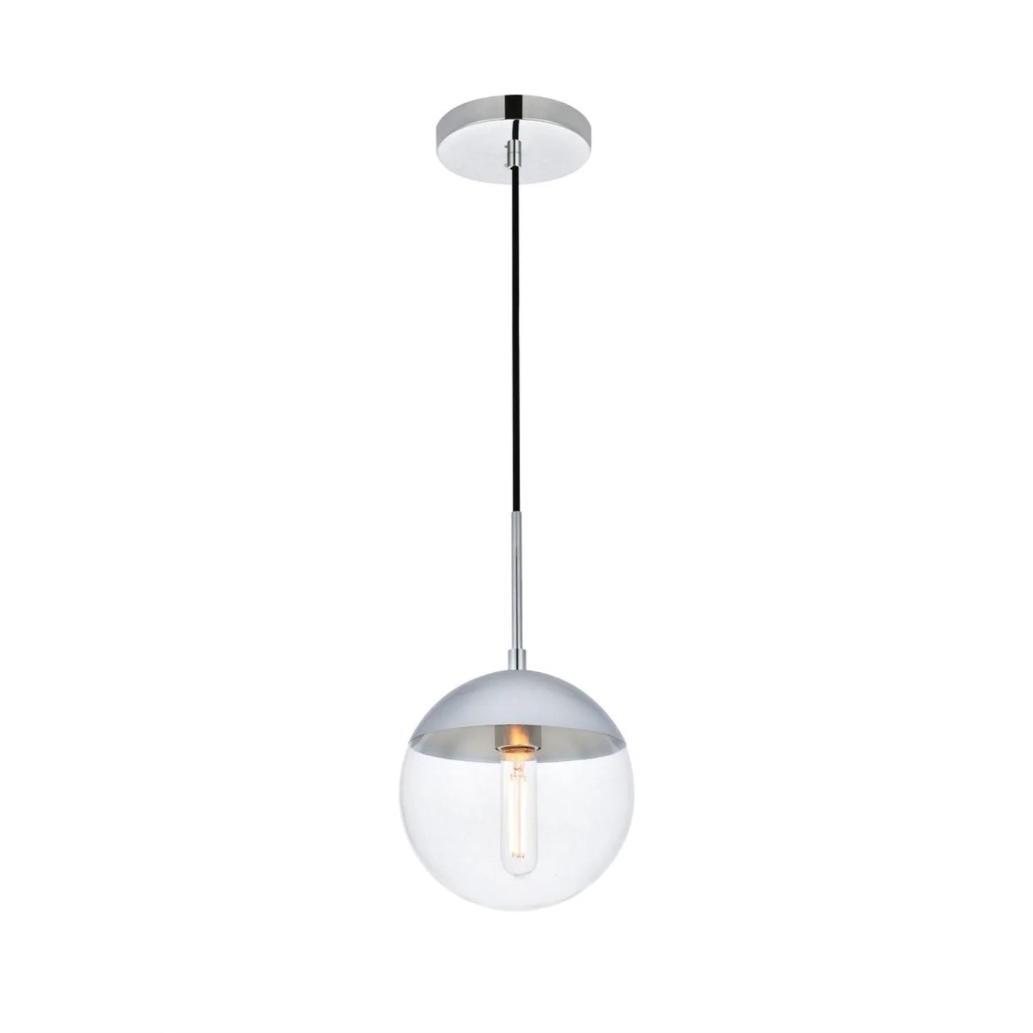 Living District Eclipse 1-Light Metal & Glass Pendant in Brass and Clear
