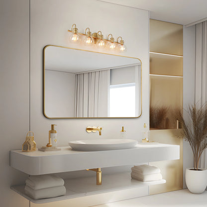 Carson Carrington Modern Gold 3-Light Bathroom Vanity Light Glass Wall Sconce 3-Light, Black 3-Light/L22"xW7"xH9" Black 13 to 24 Inches 4 to 8 Inches