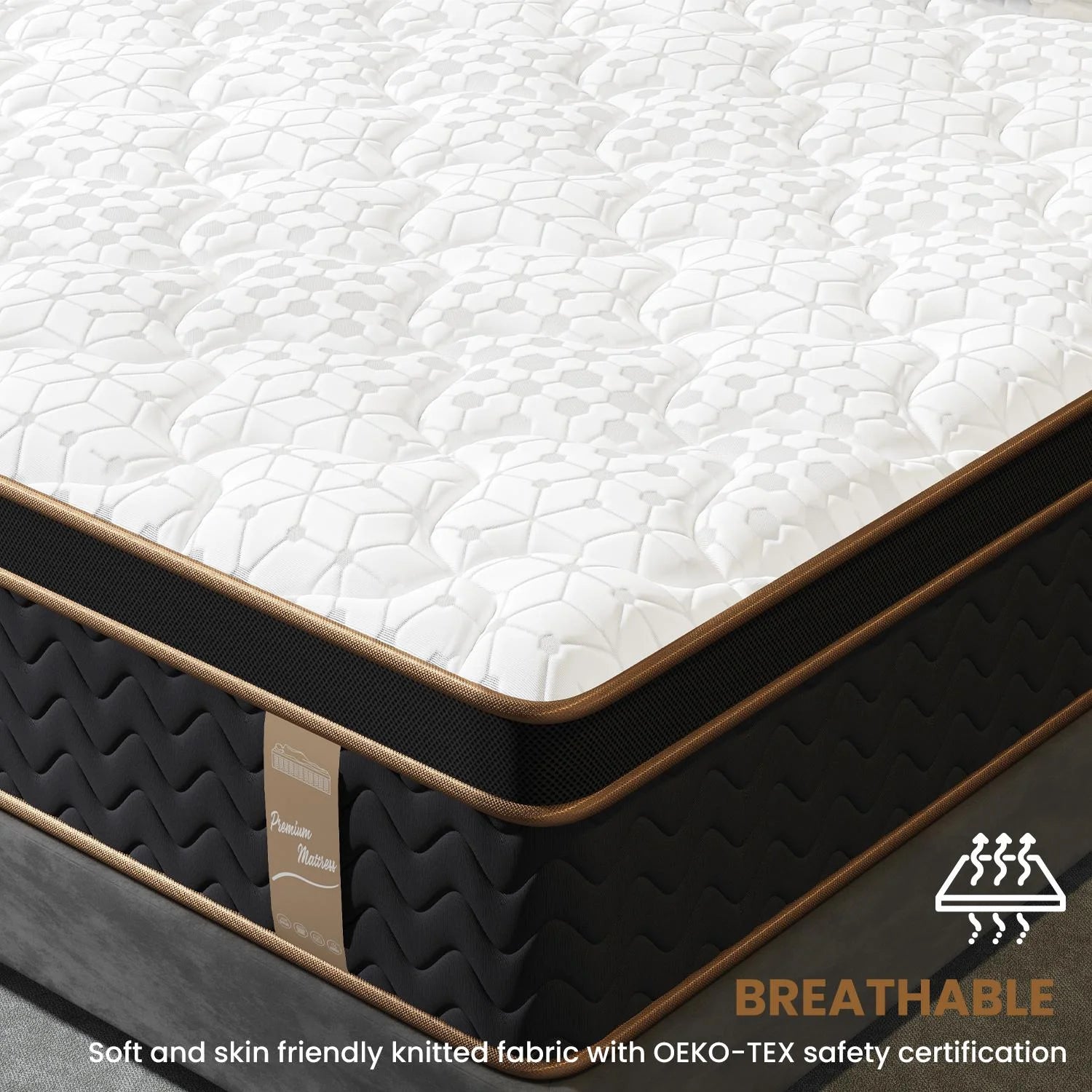 CoSoTower King Mattress, 10 Inch Plush Mattresses with Memory Foam, Fiberglass-Free Mattress in A Box, Individual Pocket Spring-Motion Isolation-Edge Support,Certipur-US Certified