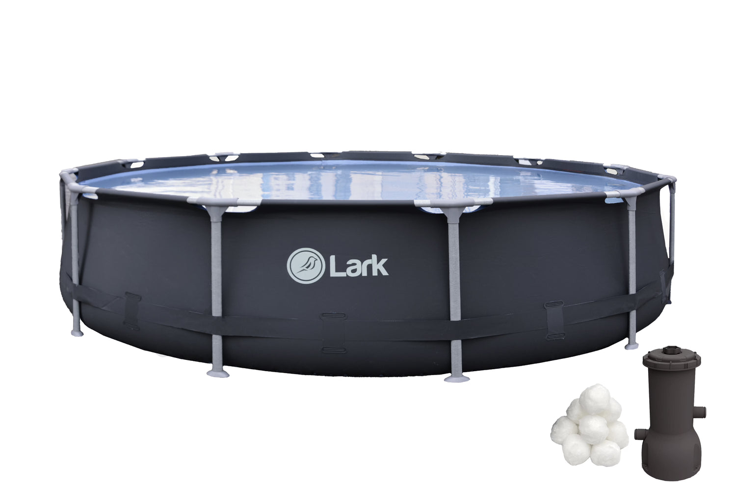 Lark Rustproof 12' ft. x 30" inch Fiberglass Frame Backyard Above Ground Swimming Pool with 530-Gallon Filtration Pump
