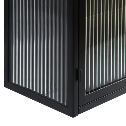 Tcbosik Metal Storage Cabinet, 2 Glass Doors Cabinet Sideboard, Curio Cabinet with Detachable Shelves, Metal Display Cabinet for Home Living Room, Hallway, Entryway, Bathroom, Kitchen, Black