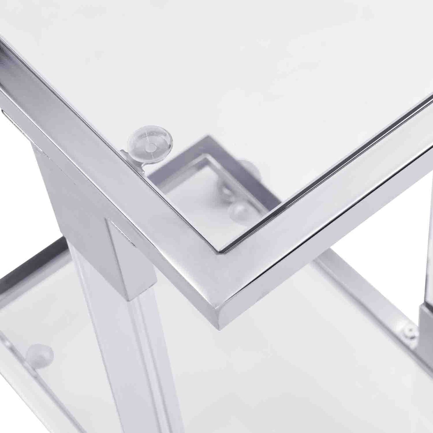 Gewnee Acrylic End Table,Removale Side Table with Tempered Glass Shelves,Chrome
