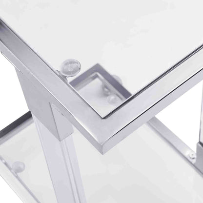 Gewnee Acrylic End Table,Removale Side Table with Tempered Glass Shelves,Chrome