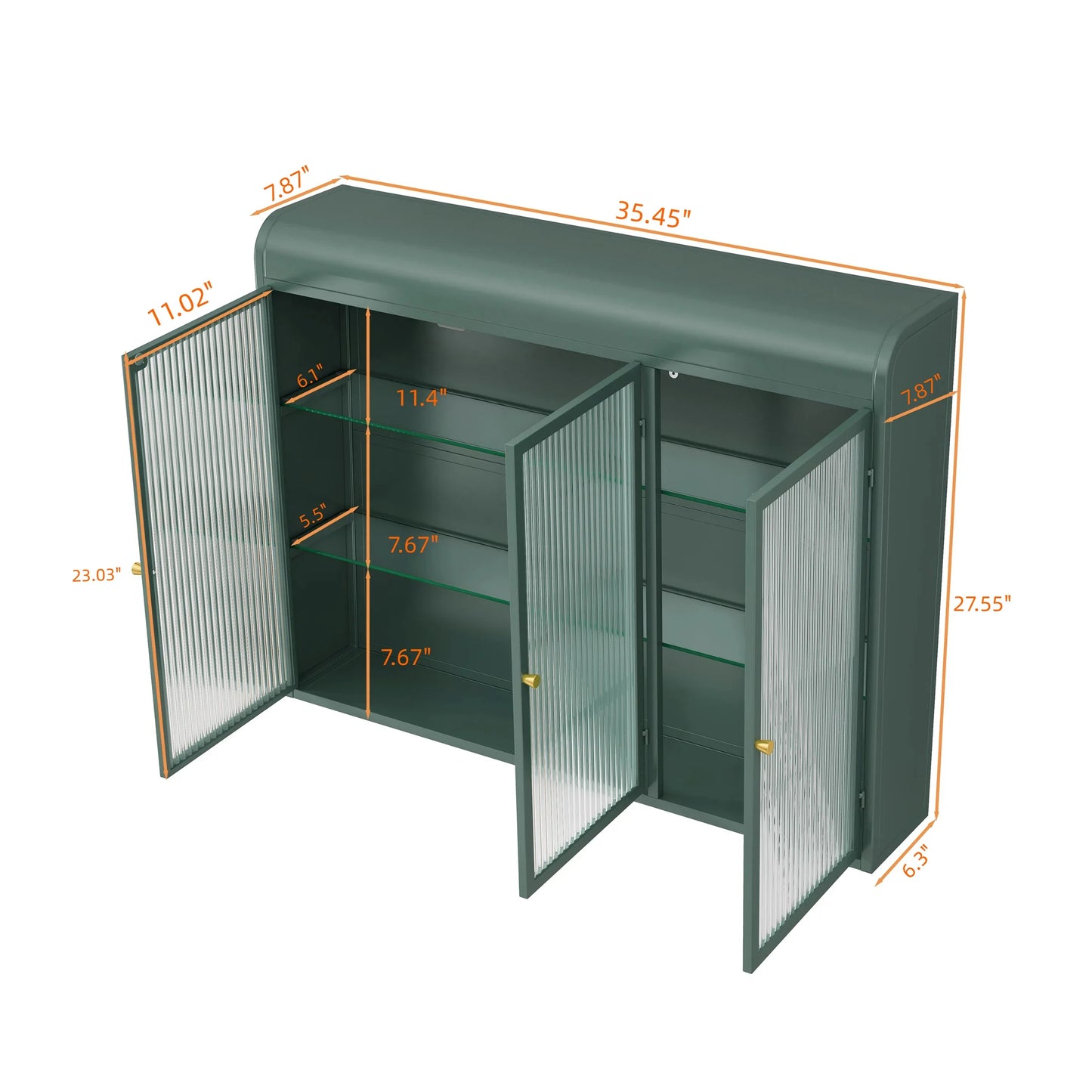Dasun 3 Glass Door Wall Cabinets for Kitchen, Living Room and Bathroom(Black)