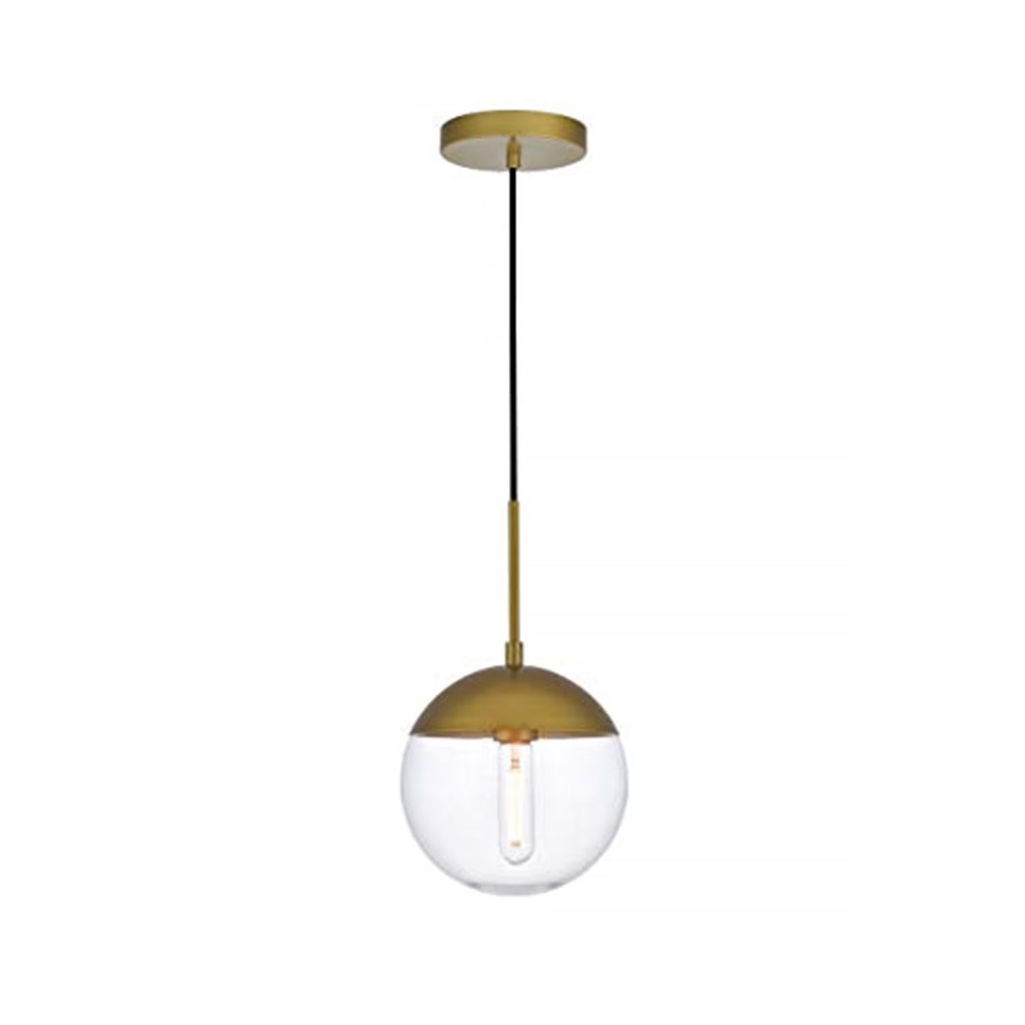 Living District Eclipse 1-Light Metal & Glass Pendant in Brass and Clear