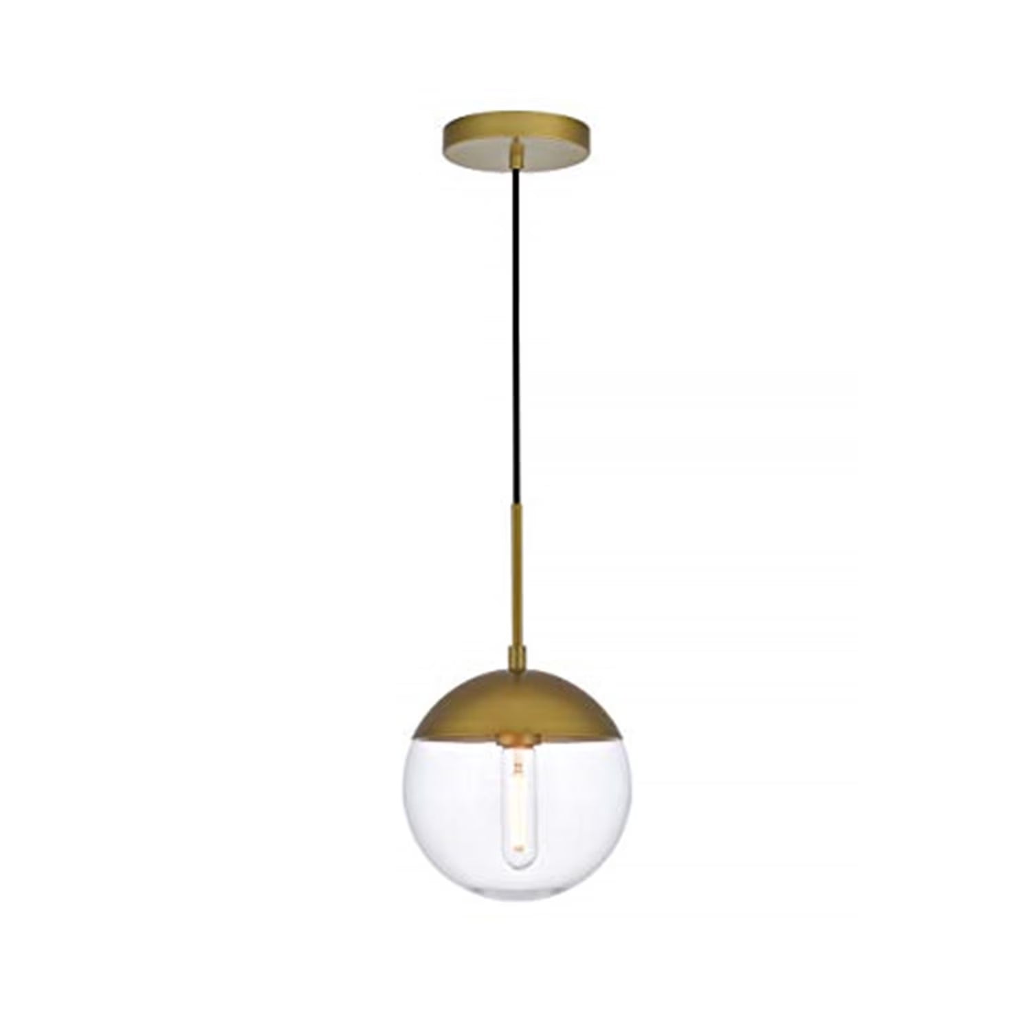 Living District Eclipse 1-Light Metal & Glass Pendant in Brass and Clear