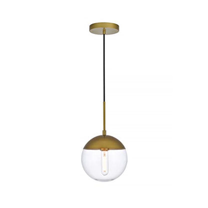 Living District Eclipse 1-Light Metal & Glass Pendant in Brass and Clear