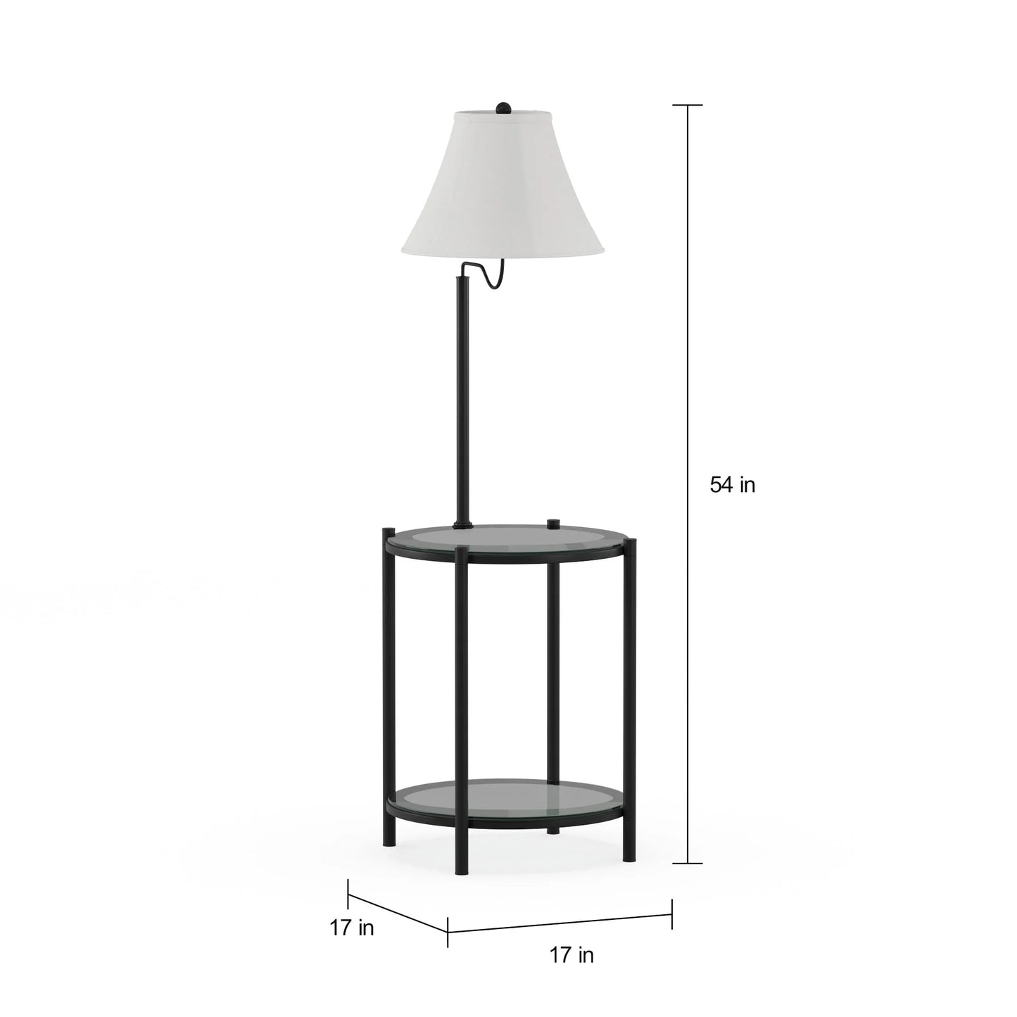 Mainstays Glass End Table Floor Lamp, Matte Black