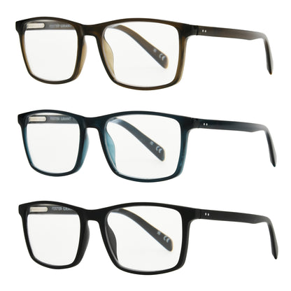 Design Optics by Foster Grant #815 Classic Plastic Square Reading Glasses, 3-pack
