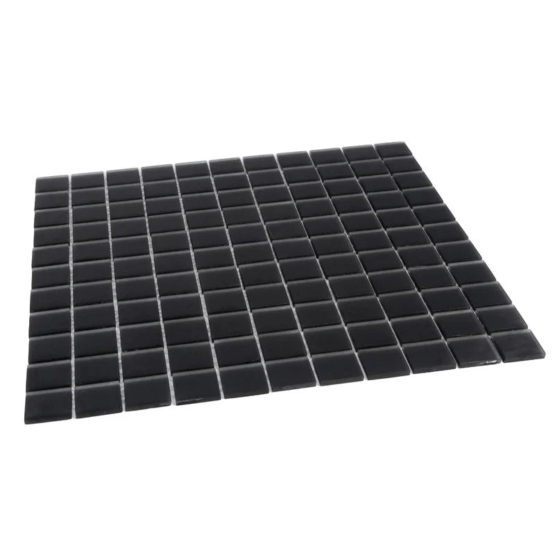 10 pack Black 11.8 in. x 11.8 in. 1x1 Matte Finished Glass Mosaic Floor and Wall Tile (9.67 sq. ft./Case)