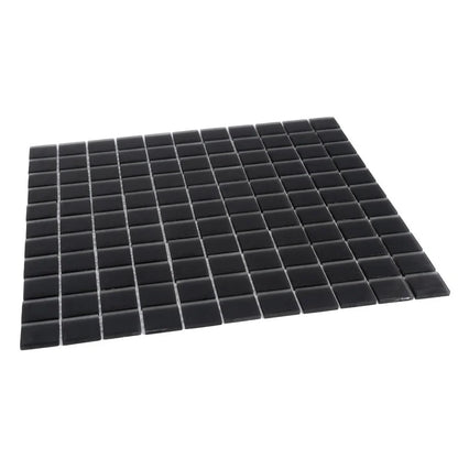 10 pack Black 11.8 in. x 11.8 in. 1x1 Matte Finished Glass Mosaic Floor and Wall Tile (9.67 sq. ft./Case)