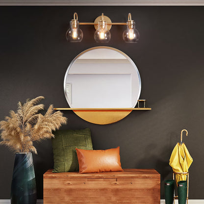 Carson Carrington Modern Gold 3-Light Bathroom Vanity Light Glass Wall Sconce 3-Light, Black 3-Light/L22"xW7"xH9" Black 13 to 24 Inches 4 to 8 Inches