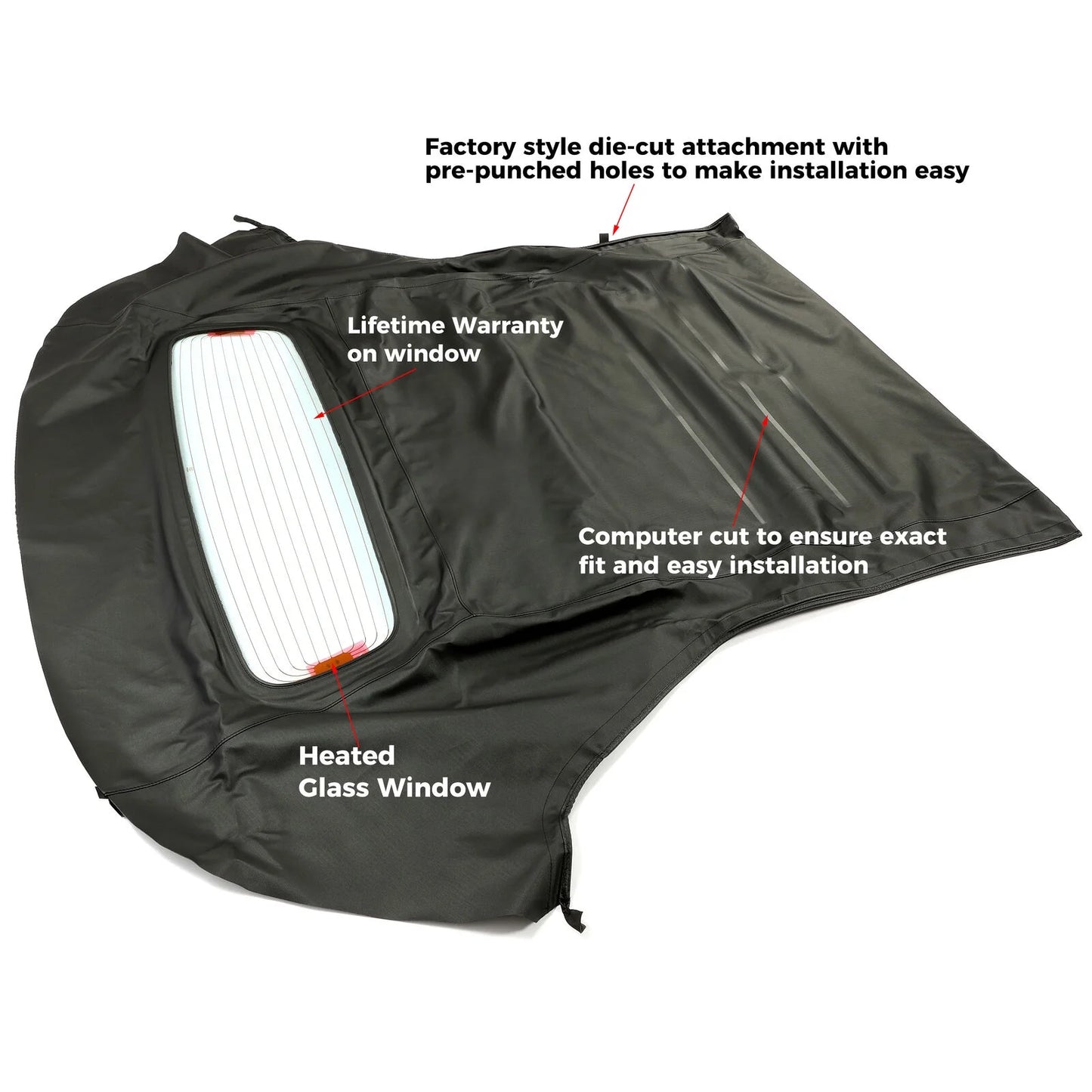 Kojem Convertible Sailcloth Soft Top W/Glass Window for 2005-2014 Ford Mustang
