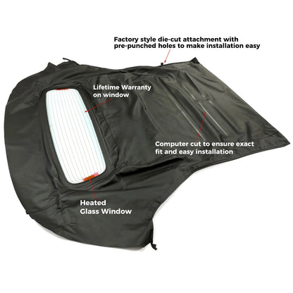 Kojem Convertible Sailcloth Soft Top W/Glass Window for 2005-2014 Ford Mustang