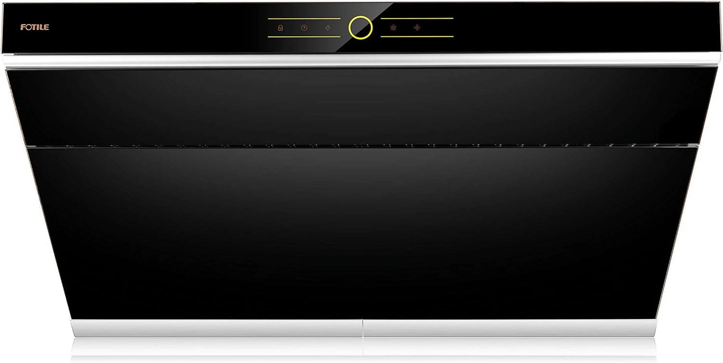 FOTILE JQG9001 Slant Vent Series 36" 850 CFM Under Cabinet or Wall Mount Range Hood with 2 LED lights and Touchscreen in Onyx Black Tempered Glass