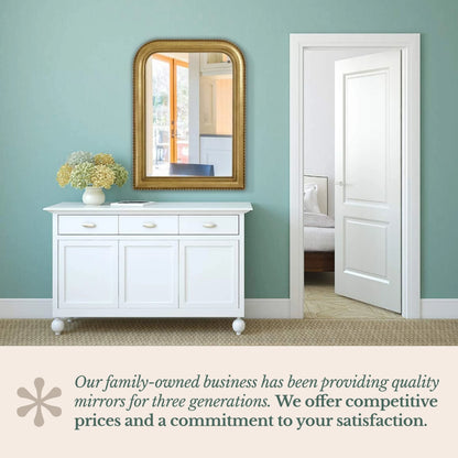 Hamilton Hills 36" x 24" Classic Gold Framed Polished Glass Top Round Corner Mirror - Thick Arched Top Rich Wall Mirror - Vanity for Bathroom Decor, Bedroom, Living Room - Hangs Horizontal or Vertica