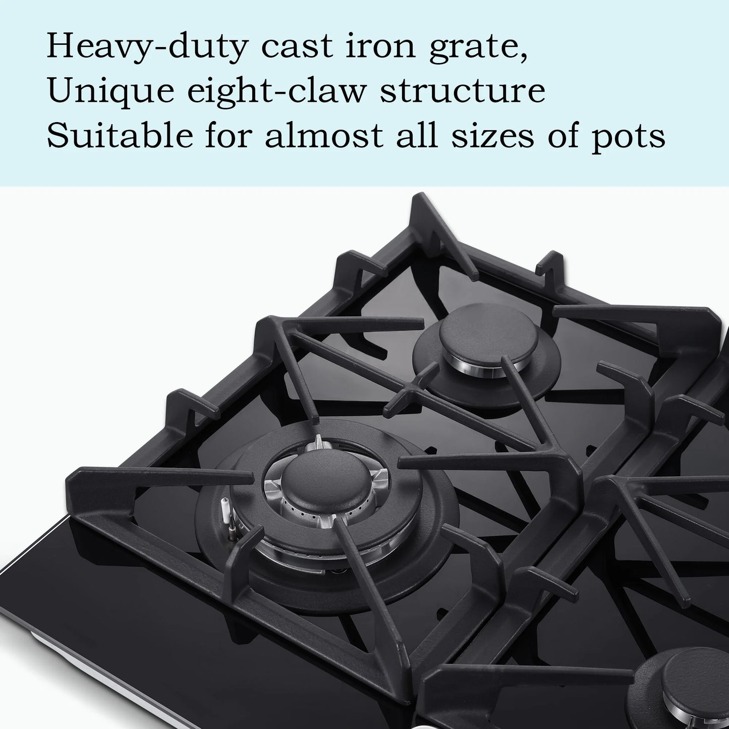 Eascookchef 4-Burners Gas Cooktop 24in Eascookchef Tempered Glass NG/LPG Convertible
