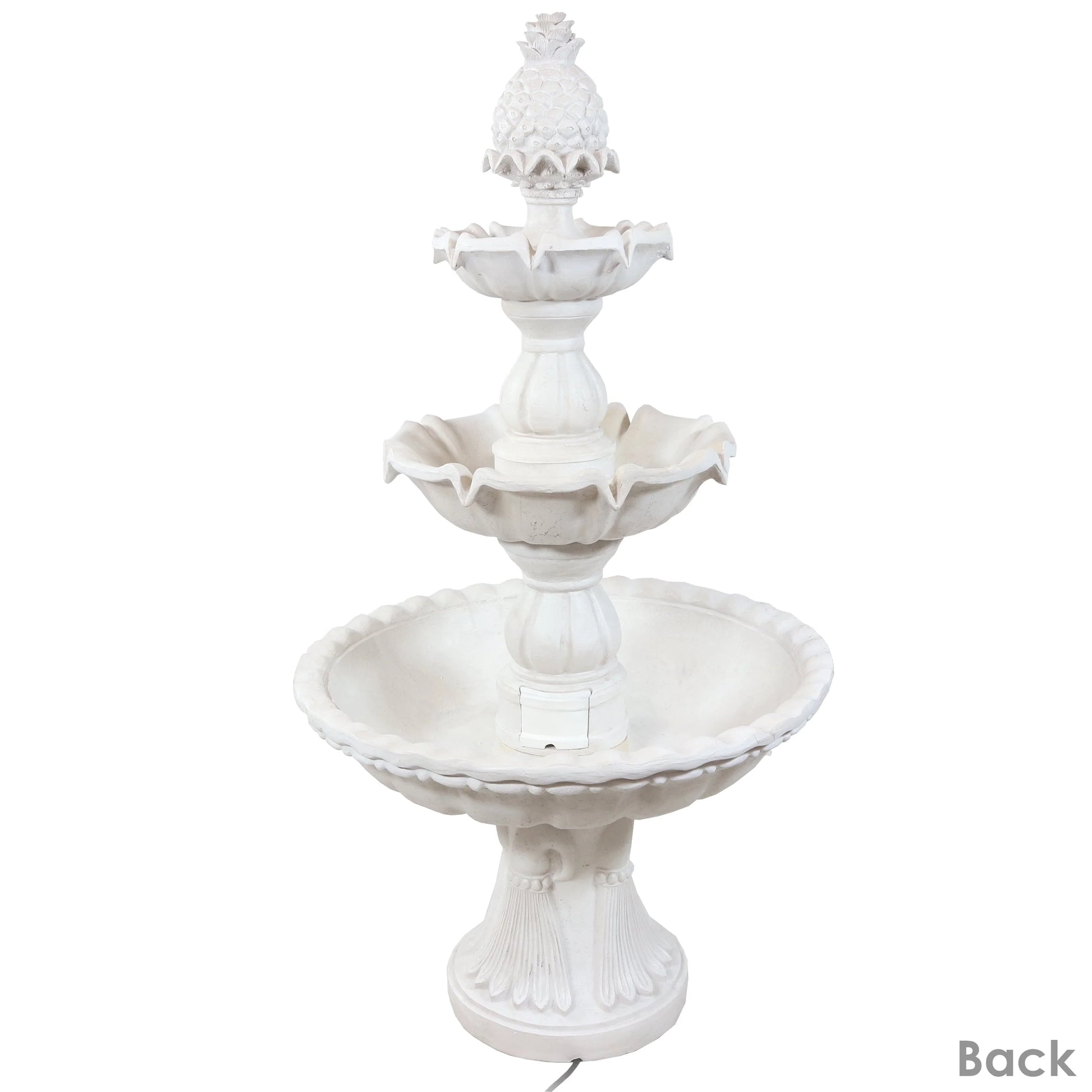 Sunnydaze 59"H Electric Fiberglass 3-Tier Welcome Pineapple Top Outdoor Water Fountain