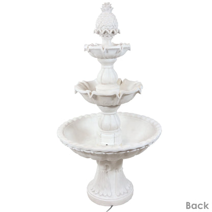 Sunnydaze 59"H Electric Fiberglass 3-Tier Welcome Pineapple Top Outdoor Water Fountain