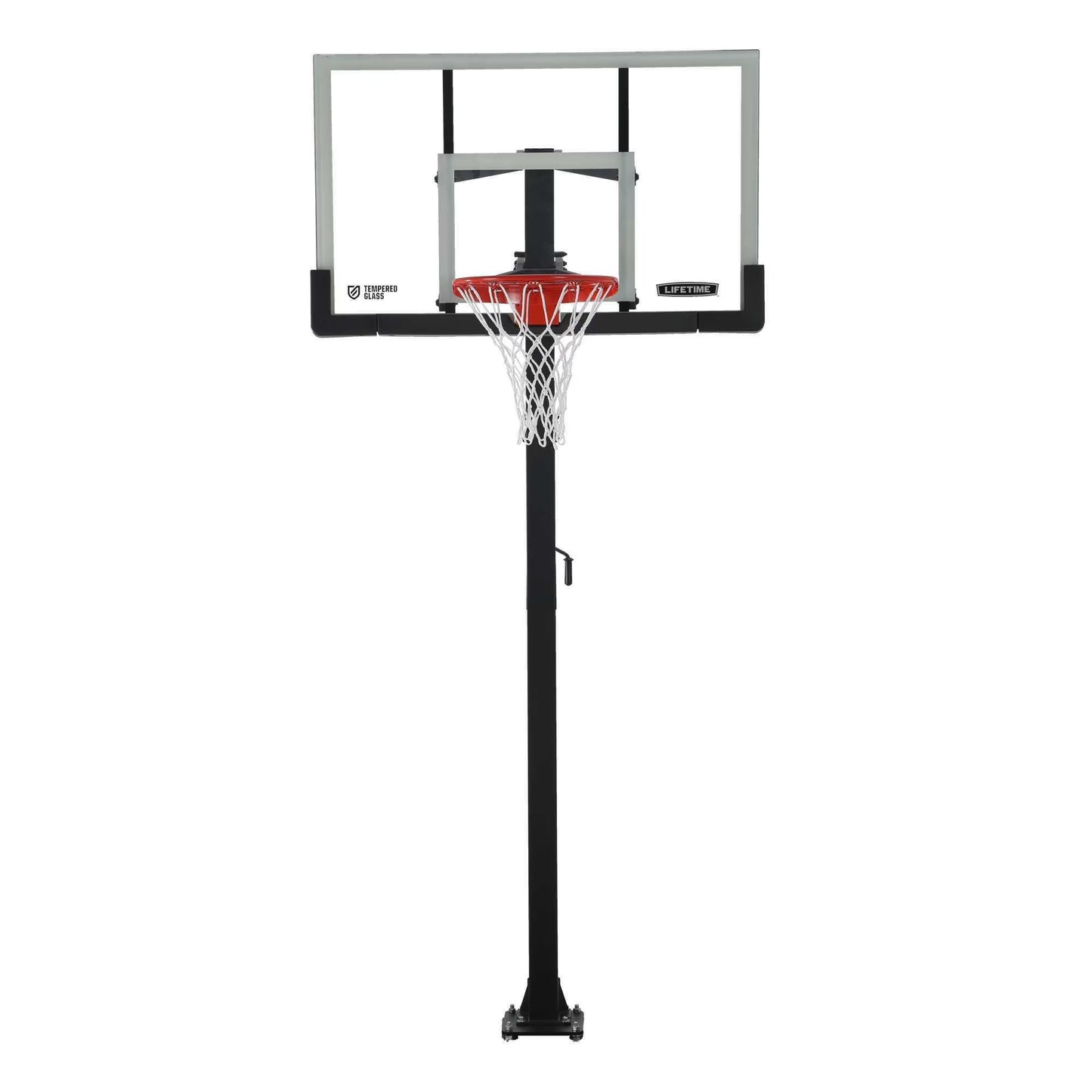Lifetime 7.5ft. - 10ft. Adjustable Height 60° Tempered Glass Bolt-Down Basketball System (90569)