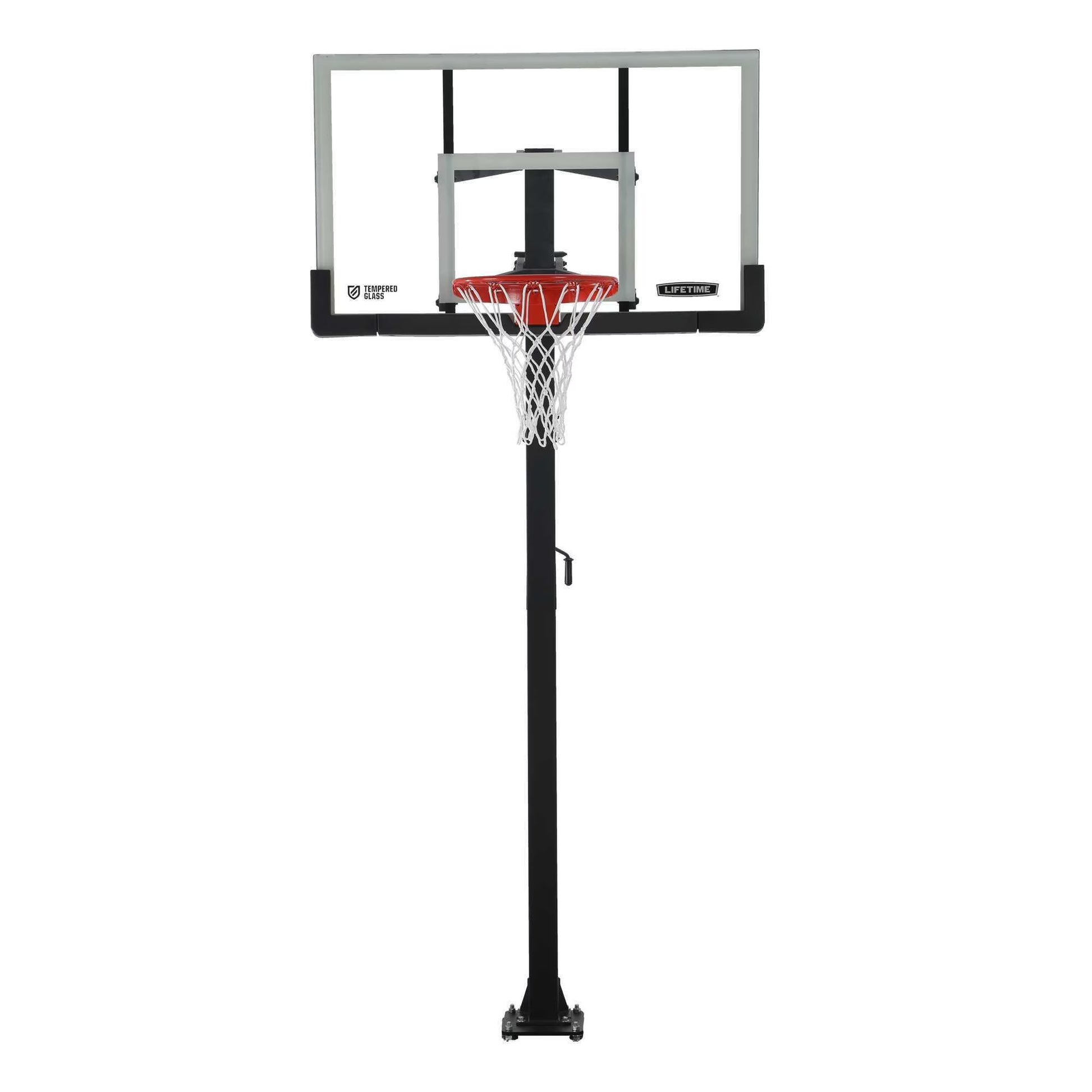 Lifetime 7.5ft. - 10ft. Adjustable Height 60° Tempered Glass Bolt-Down Basketball System (90569)