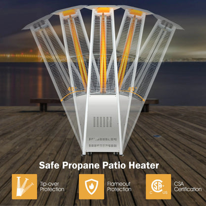 Gymax 42,000 BTU Stainless Steel Pyramid Patio Heater Glass Tube Flame W/Wheels