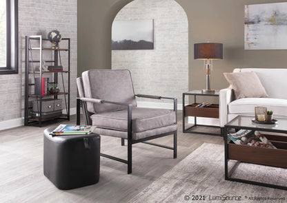 LumiSource Black Steel, Walnut Wood, Clear Glass Display Coffee Table