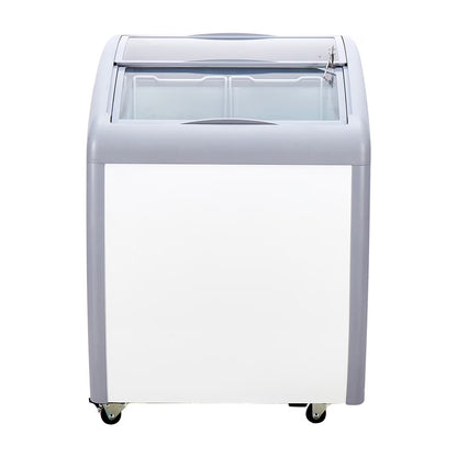 KFFKFF Professional Ice Cream Showcase, 5.4 Cubic Feet Storage Freezer, Portable Transparent Lid Deep Freezer, Dining Establishment Sorbet Serving Cabinet,2 Mesh Baskets, 2 Retractable Glass Doors