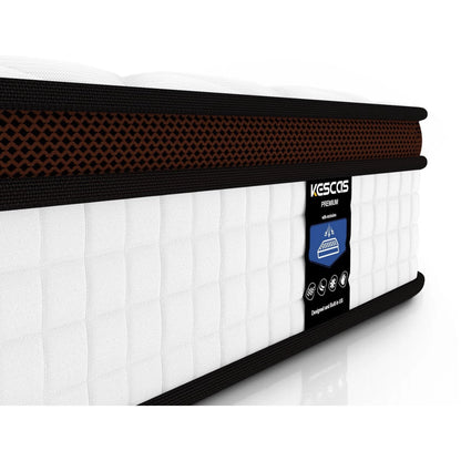 Full Size Mattress, Kescas 10 Inch Hybrid Mattress Full with Fiberglass Free, Memory Foam, Breathable Euro Pillow Top Mattress for Cooler Sleep Supportive & Pressure Relief, Medium Firm
