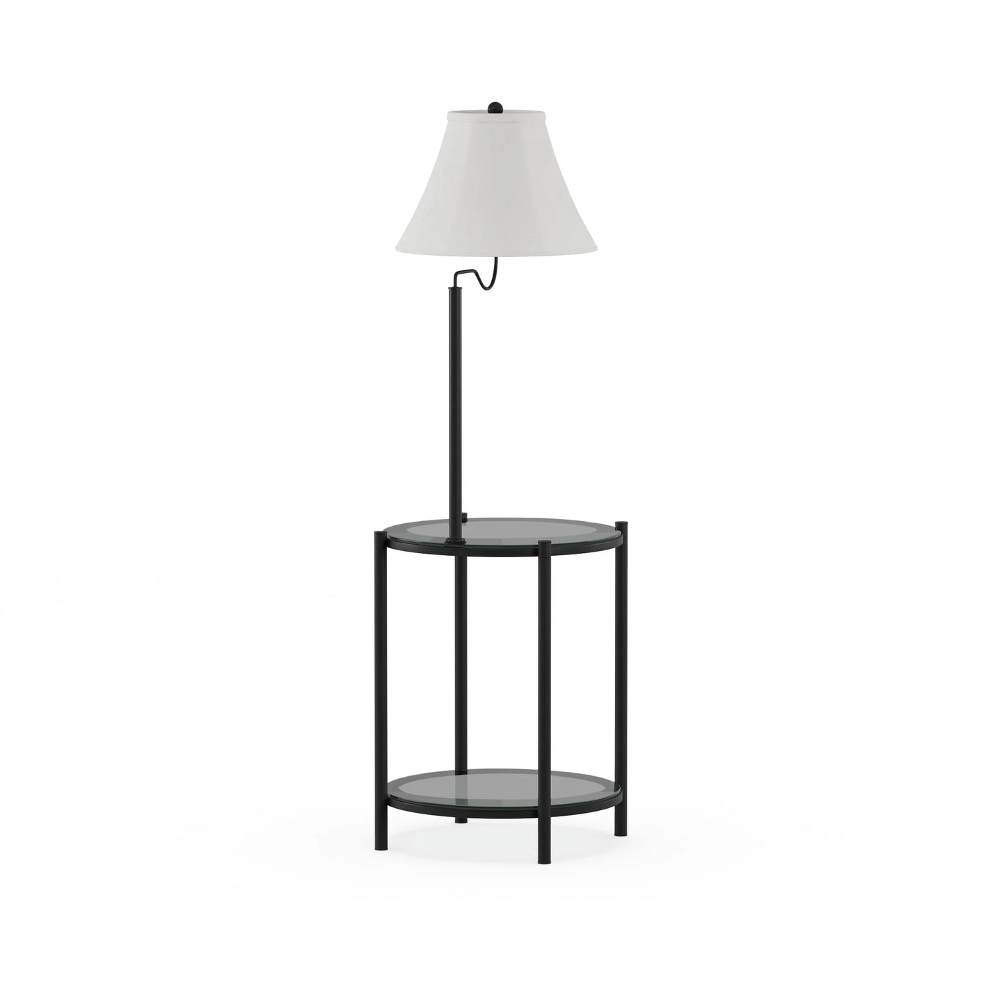 Mainstays Glass End Table Floor Lamp, Matte Black