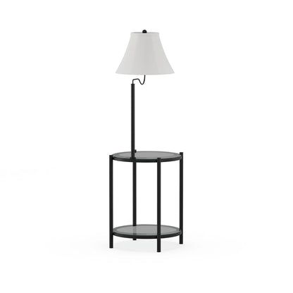 Mainstays Glass End Table Floor Lamp, Matte Black