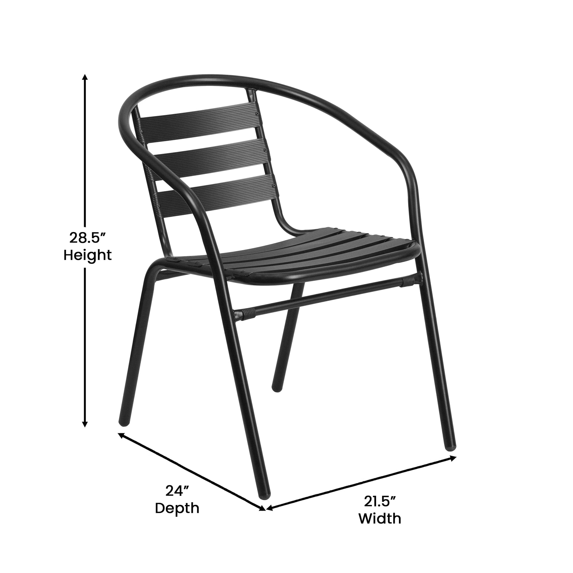 Flash Furniture 7 Piece Commercial Outdoor Patio Dining Set with 60" Tempered Glass Patio Table with Umbrella Hole and 6 Black Triple Slat Chairs