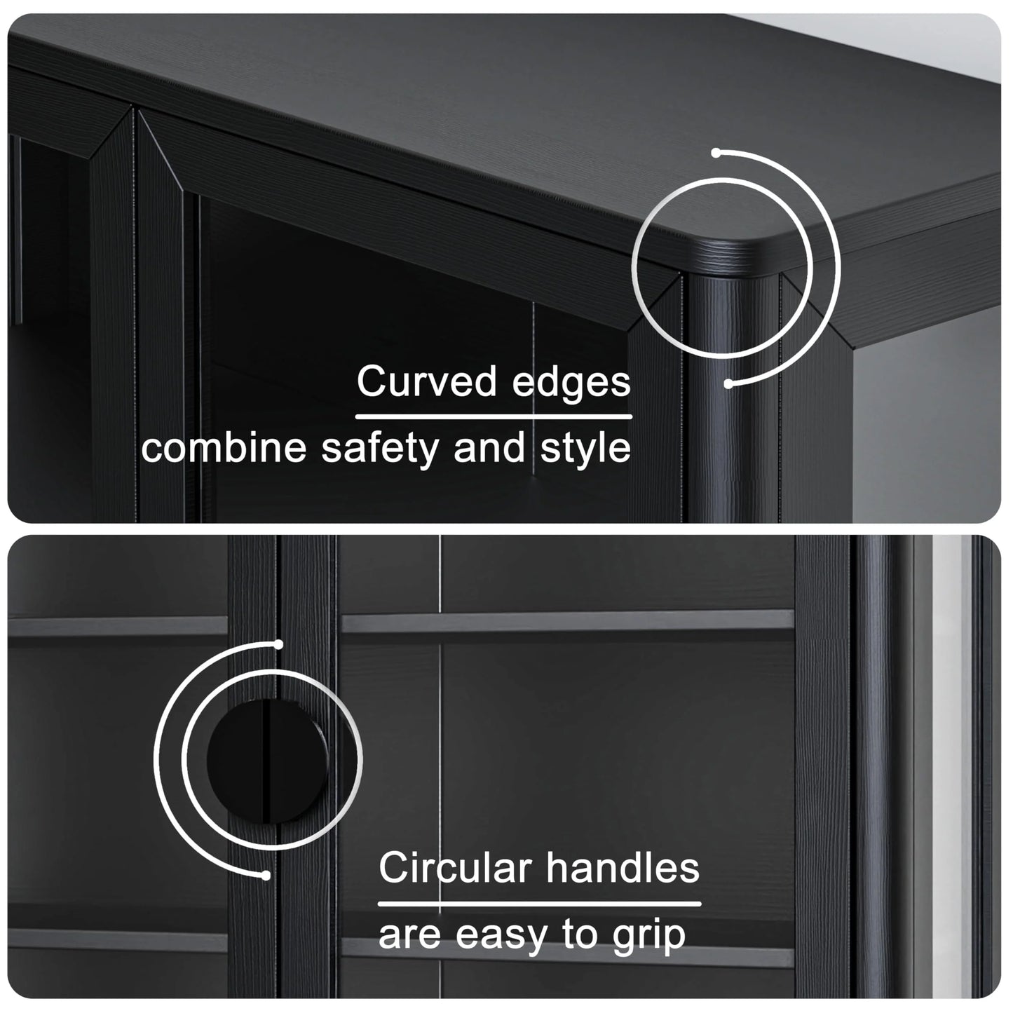 POLIHOME Display Wall Cabinet with Tempered Glass DoorsStorage Cabinet with Adjustable Shelves