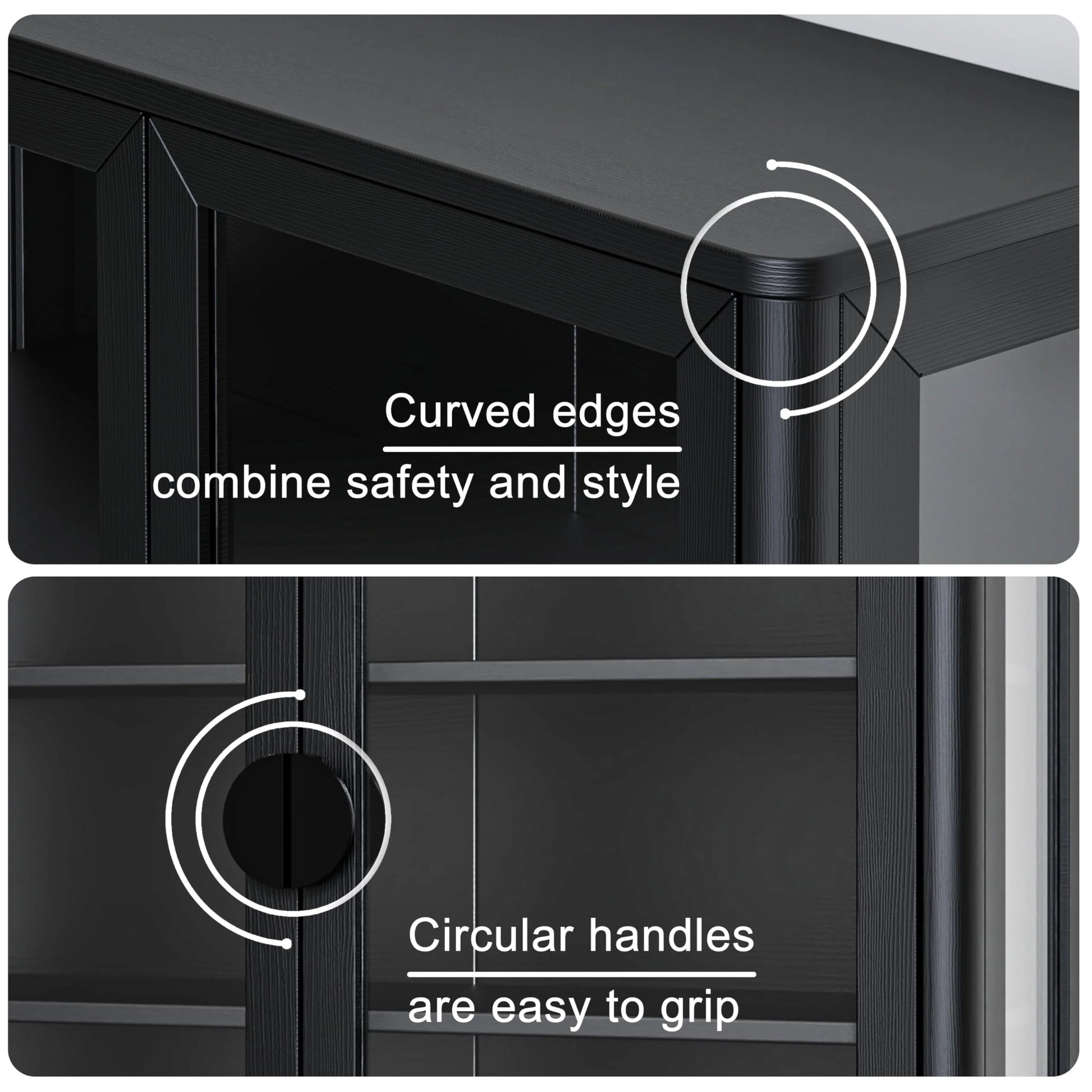 POLIHOME Display Wall Cabinet with Tempered Glass DoorsStorage Cabinet with Adjustable Shelves