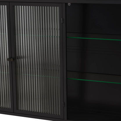 Dasun 3 Glass Door Wall Cabinets for Kitchen, Living Room and Bathroom(Black)