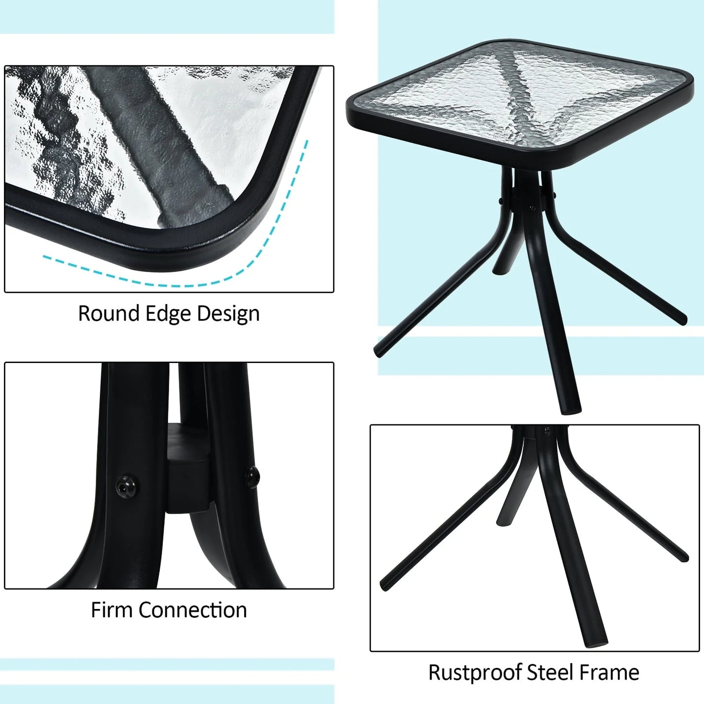 Costway 3PCS Bistro Set Folding Adjustable Chairs Square Glass Table Garden