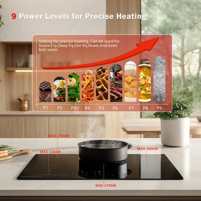 30in Built-In Induction Cooktop 4 Burners, 11600W Touch Control w/Boost & Bridge-Sync, Easy-Clean Tempered Glass, Child Lock