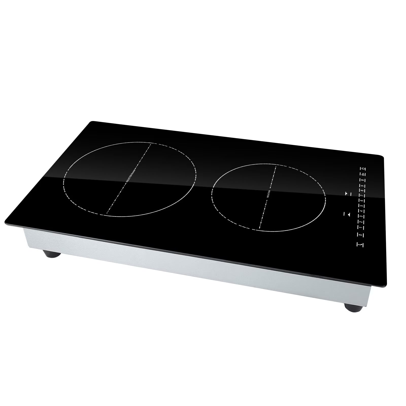 KFFKFF 12'' Built-in Induction Electric Stove Top ,2 Burners Multifunctional Burner Electric Cooktop,9 Heating Level & Sensor Touch Control, Easy to Clean Ceramic Glass Surface