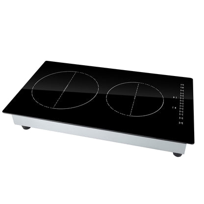 KFFKFF 12'' Built-in Induction Electric Stove Top ,2 Burners Multifunctional Burner Electric Cooktop,9 Heating Level & Sensor Touch Control, Easy to Clean Ceramic Glass Surface