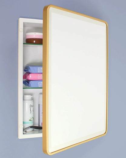 16x20 Austin Farmhouse Metal Framed Rounded Rectangle Recessed Bathroom Medicine Cabinet, Beveled Mirror, 14x18 in-Wall Opening, Powder-coated Steel, Adjustable Glass Shelves, Magnet Close, Black