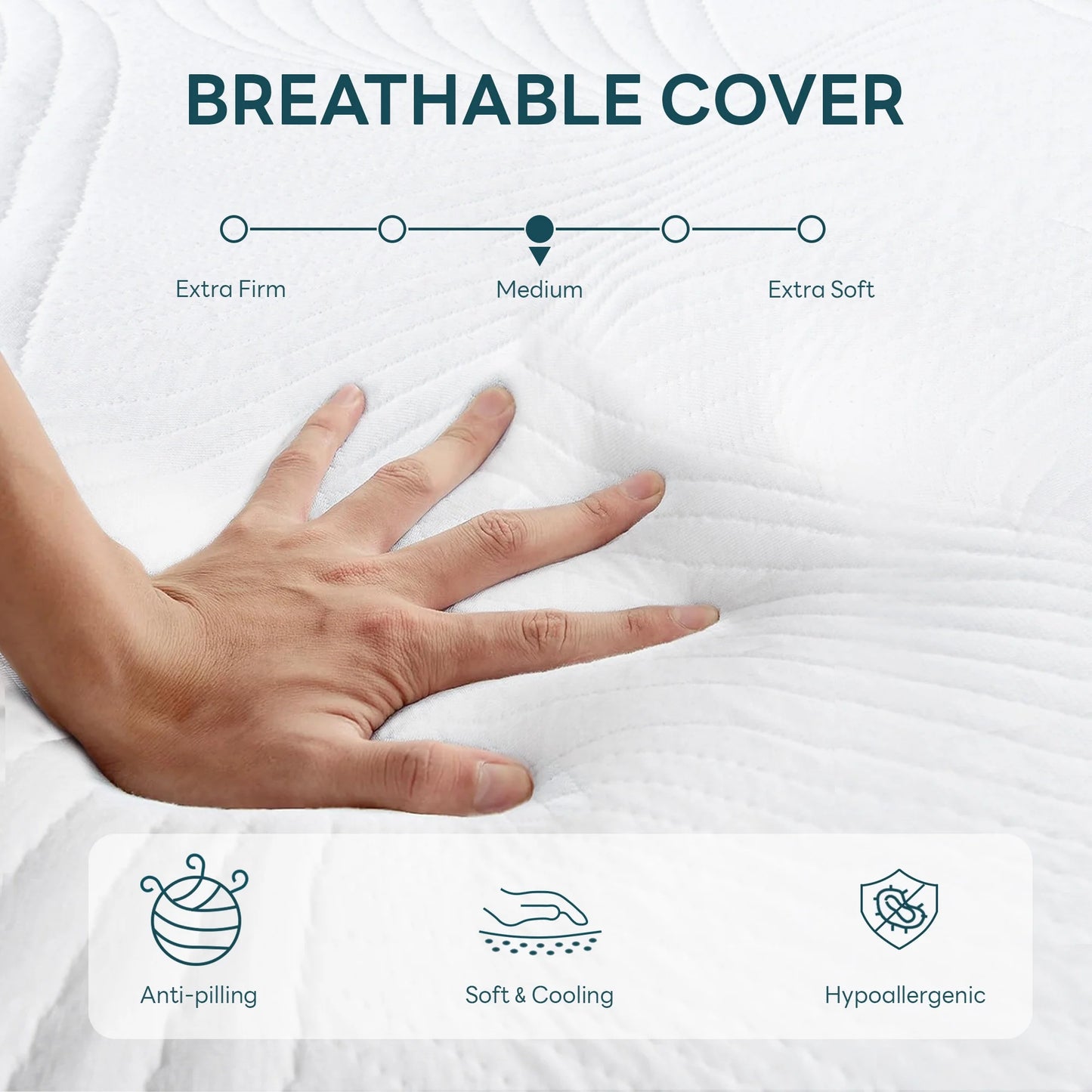 Soges 10 inch Twin Size Memory Foam Mattress with Removable Washable Mattress Cover, Medium Firm Gel Memory Foam Mattress for Pressure Relief, Fiberglass Free Mattress in a Box, CertiPUR-US