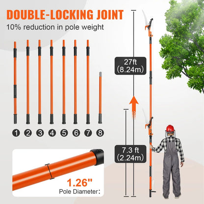 BENTISM Manual Pole Saw Extendable Tree Pruner 7.3-27 ft Fiberglass Pole Scissors