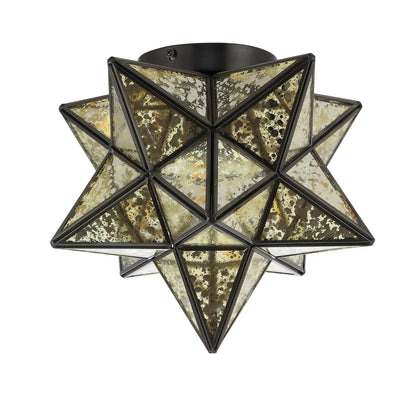 JONATHAN Y Stella 12" Moravian Star Metal/Mercury Glass LED Flush Mount, Oil Rubbed Bronze