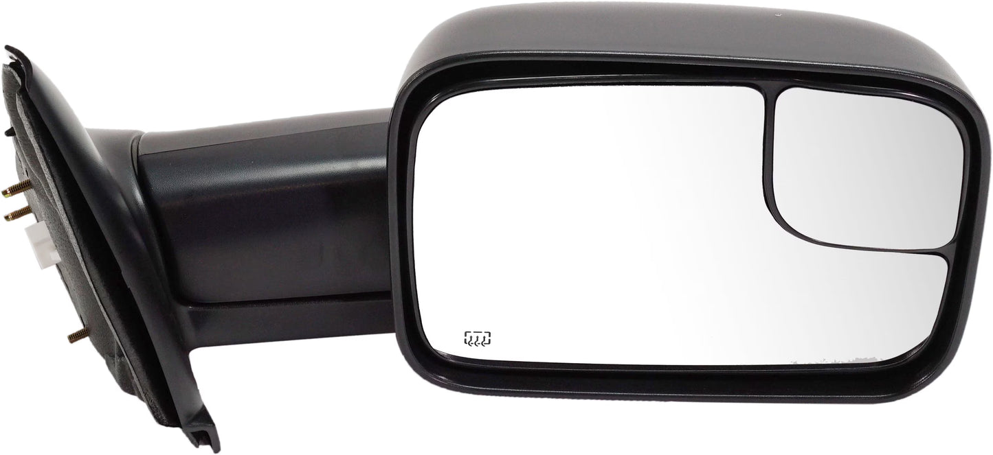 Kool Vue Towing Mirror Compatible With 2002-2009 Dodge Ram 3500 2500 Right Passenger Side Heated w/Blind Spot Corner Glass Textured Black