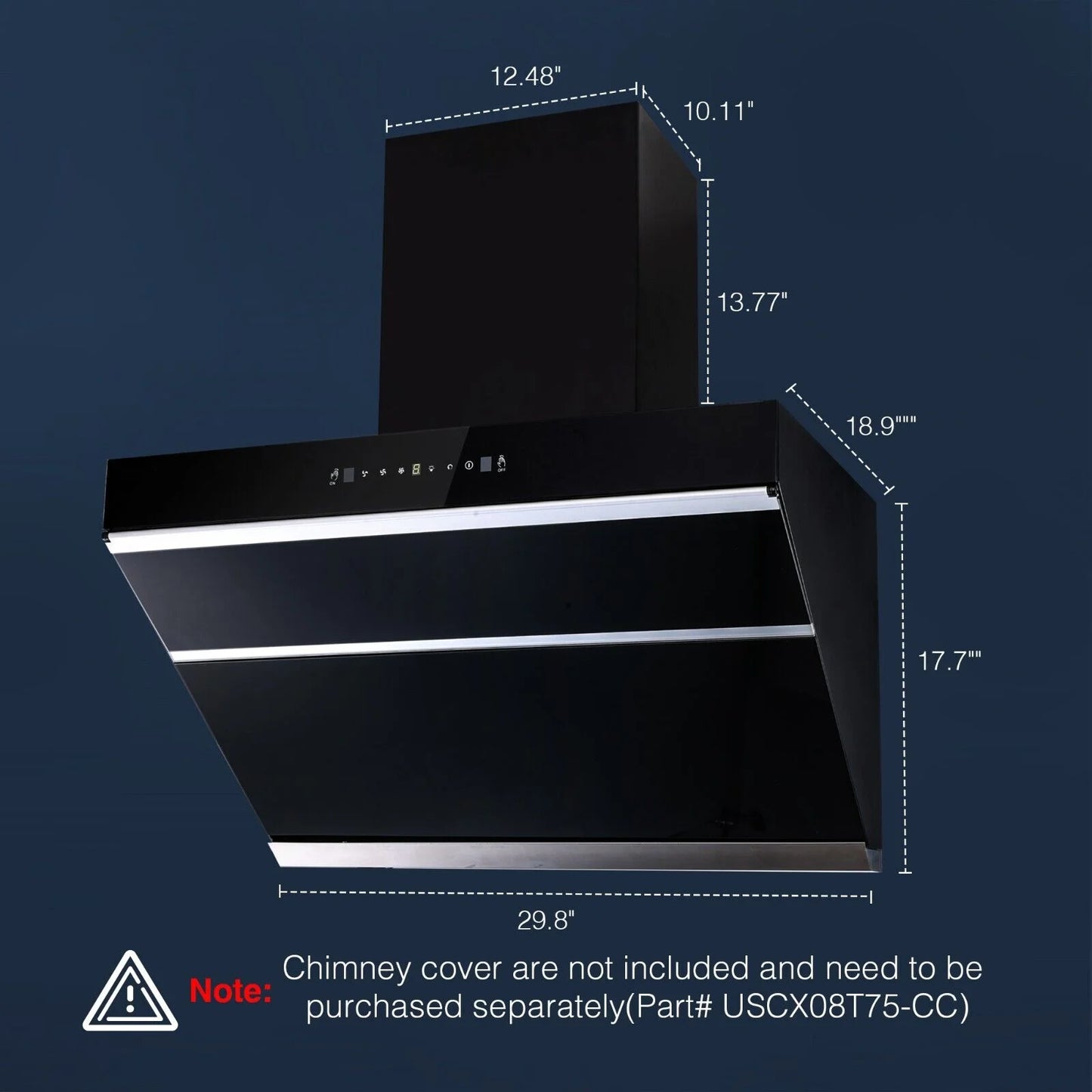Tieasy 30 inch Under Cabinet Range Hood 900CFM Gesture Touch Control Tempered Glass