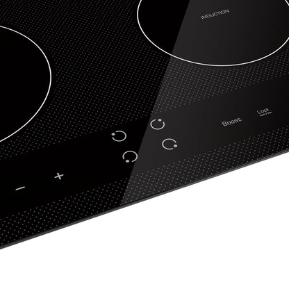Empava 24" Electric Stove Induction Cooktop with 4 Power Boost Burners Smooth Surface Vitro Ceramic Glass in Black