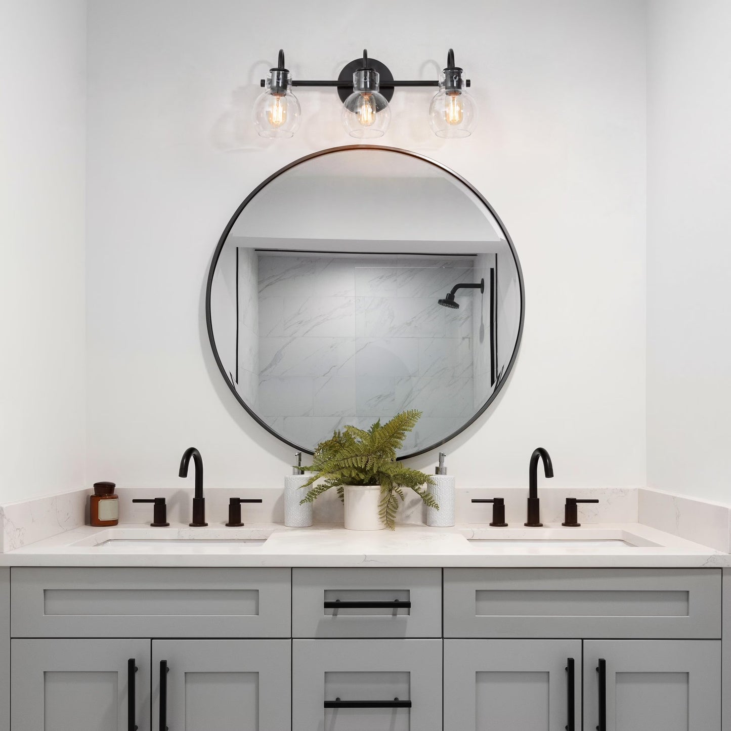 Carson Carrington Modern Gold 3-Light Bathroom Vanity Light Glass Wall Sconce 3-Light, Black 3-Light/L22"xW7"xH9" Black 13 to 24 Inches 4 to 8 Inches