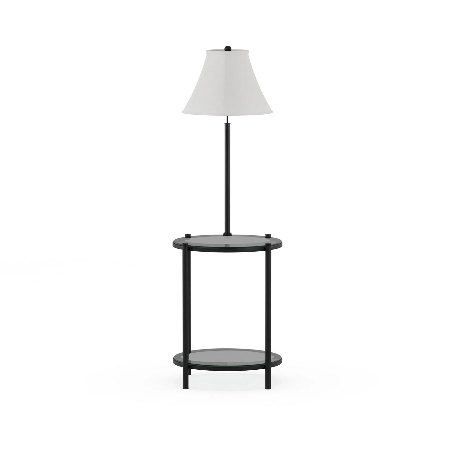 Mainstays Glass End Table Floor Lamp, Matte Black
