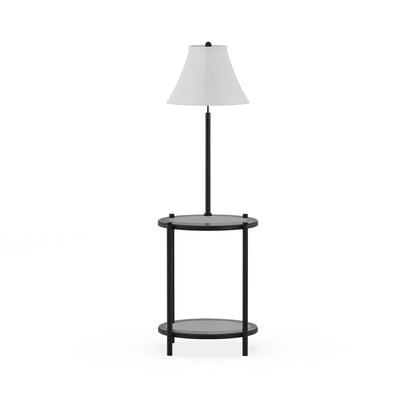 Mainstays Glass End Table Floor Lamp, Matte Black