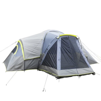 Fithood 522*260*210cm Can Accommodate 10 People Three Rooms Polyester Cloth Fiberglass Poles Camping Tents Family Tents Dark Gray
